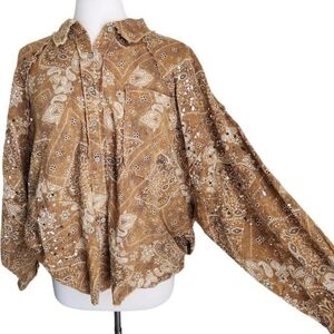 Oli And Hali Bandana Print Button Down Oversized Shirt